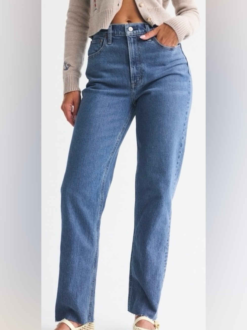 Abercrombie & Fitch Curve Love Ultra High Rise Ankle Straight 27 4